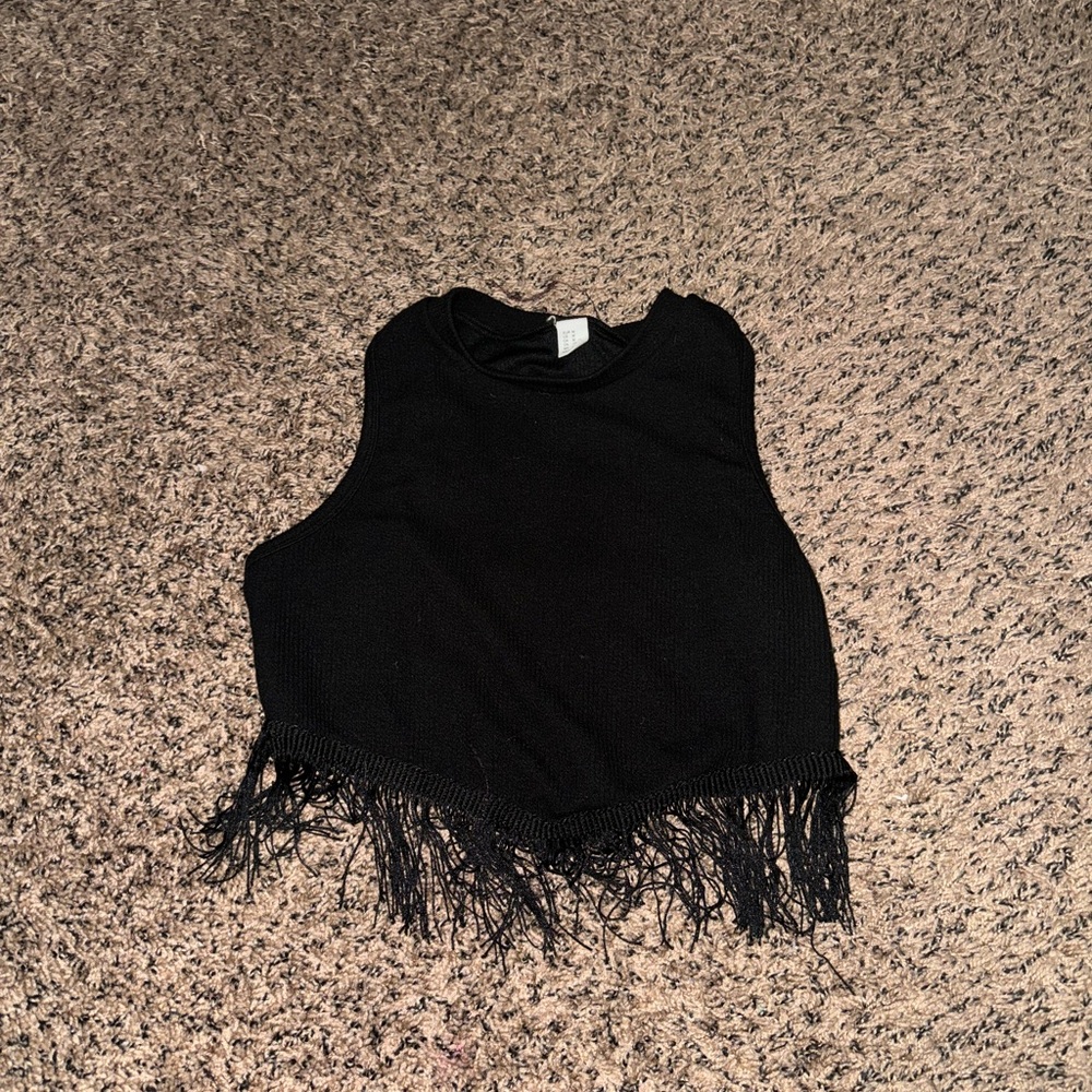 Black fringe tank top